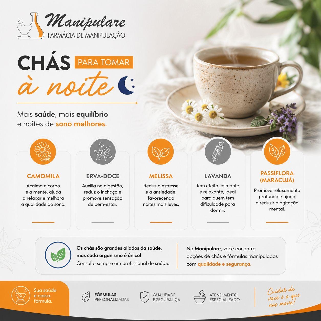 Post da Manipulare sobre chás para tomar à noite